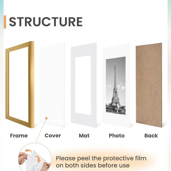 11x14 Picture Frame Set of 2, Display Pictures 8x10 with Mat or 11x14 WithoutMat - Picture 9 of 12